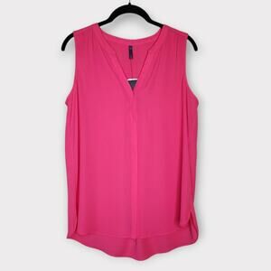 NWT NYDJ Pleat Back Sleeveless Split Neck Blouse Pink Women’s Petite Small PS